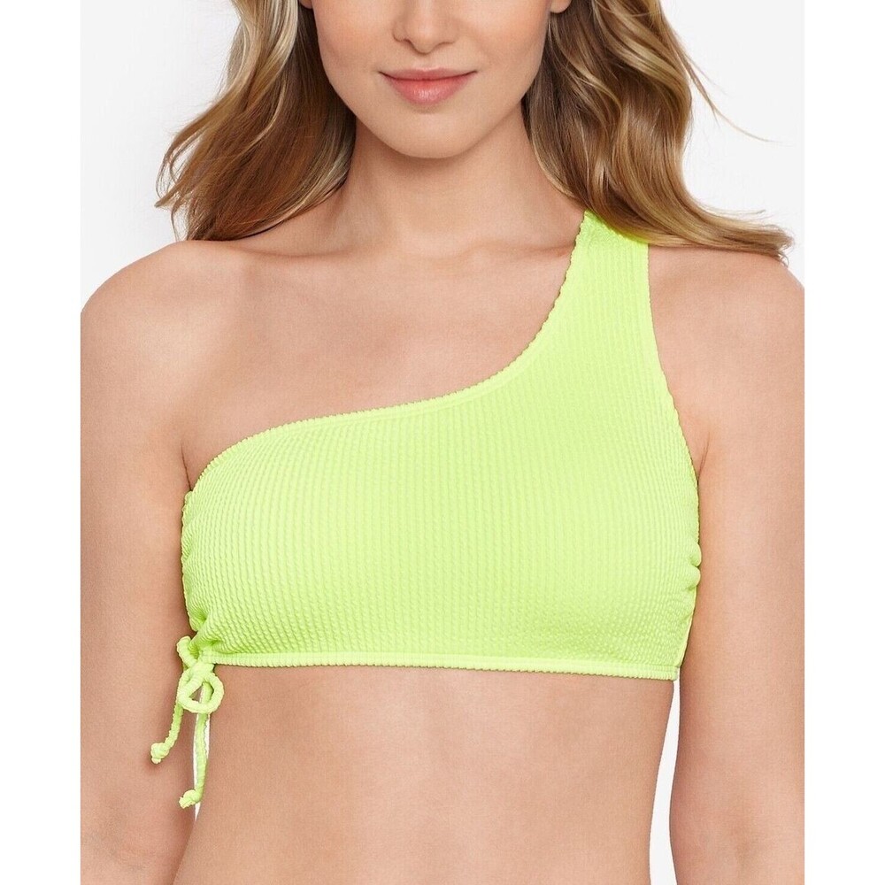 Salt + Cove One Shoulder Ribbed Bikini Top Citron Yellow Size Large